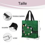 Sac Fourre-tout Imperméable Personnalisé avec 1-12 Noms Fleurs et Titre Cadeau Anniversaire Fête des Mères pour Femme Maman Grand-mère