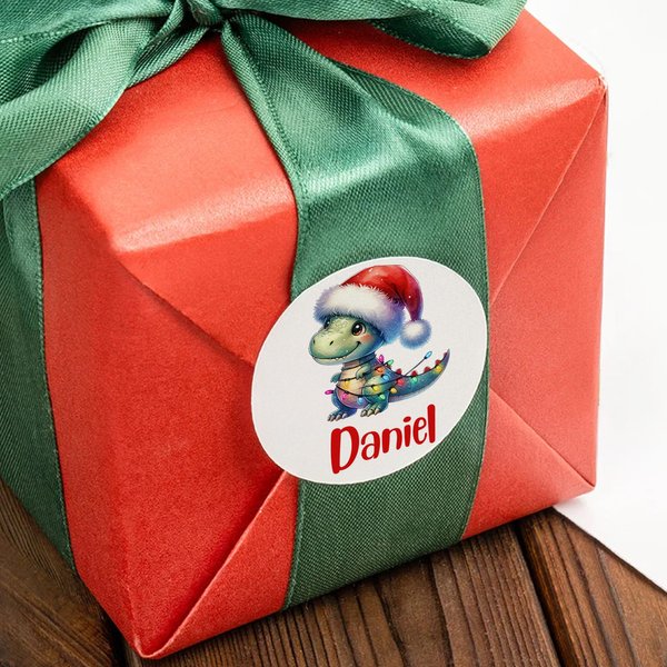 Personalized Cute Dinosaur Design Waterproof Stickers Labels with Name Gift Decor Christmas Party Favors for Boys Girls Kids