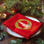 Personalised Peter Rabbit Christmas Wreath 100% Cotton Red Reusable Napkin with Name Table Decor Christmas Gift for Family Women Kids