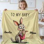 Personalised To My Daughter Cute Cartoon Animal Soft Throw Blanket with Name and Text Home Decor Birthday Christmas Gift for Girls