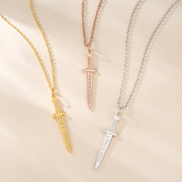 Personalized Sword Design Necklace Dainty Jewelry with Viking Name Daily Wear Birthday Gift for Women