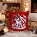 Personalised Fantasy Unicorn Sweets Cane Snowflake Cushion Cover with Name Home Decor Birthday Christmas Gift for Kids