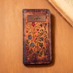Personalized PU Leather Retro Floral Spell Book Design Phone Case for iPhone Samsung with Name Birthday Christmas Gift for Bookworms