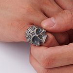 Personlig Gothic Rose Skull Ring med invändig gravering Biker smycken Födelsedag Jubileum Present för män Gothic älskare Motorcykel älskare