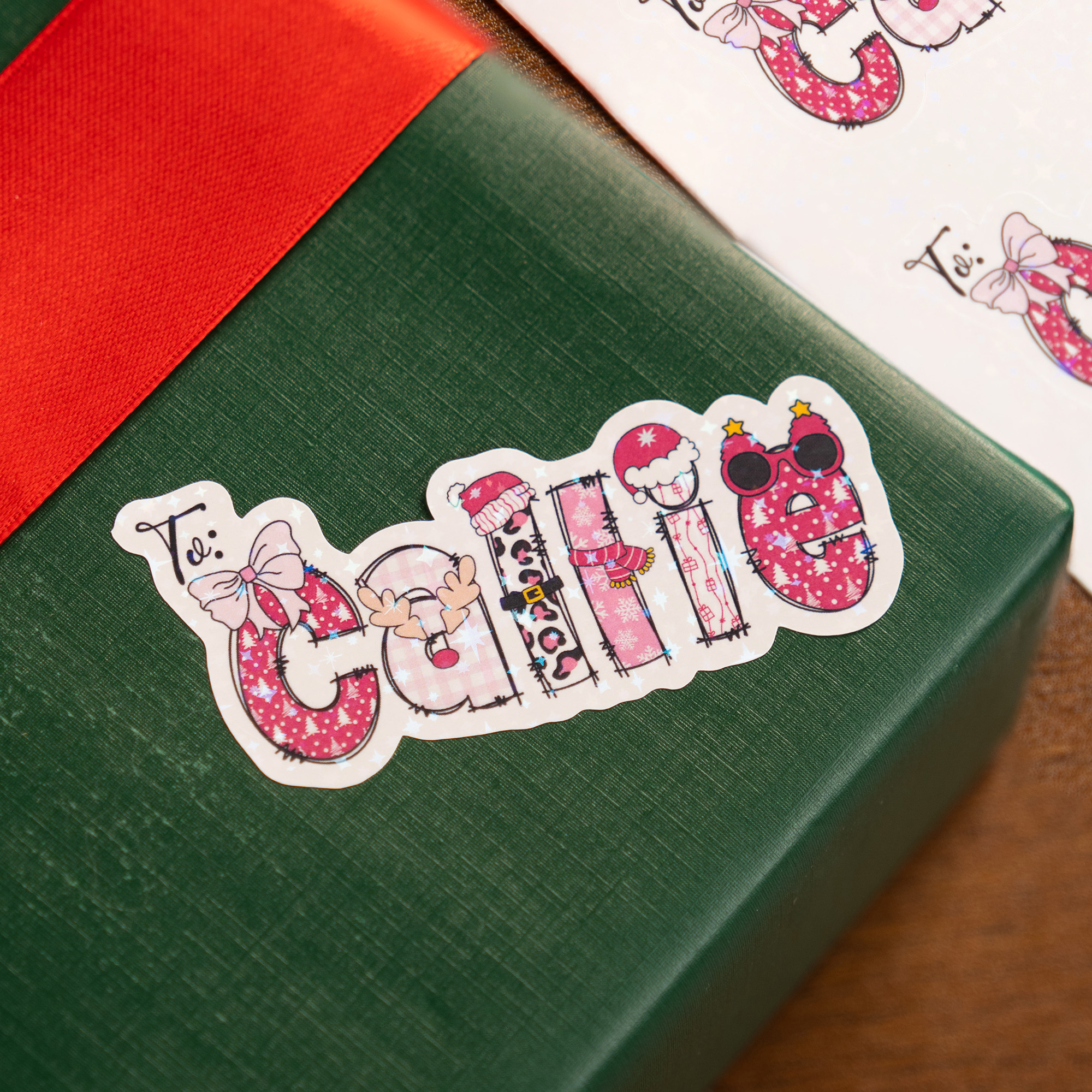 Autocollants imperméables au nom du Père Noël personnalisé Fête de Noël Cadeau pour la famille