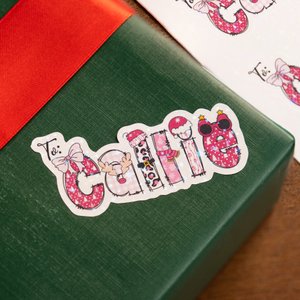 Personalized Santa Claus Elk Waterproof Stickers with Name Christmas Festival Party Gift for Family