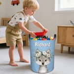 Personalized Cute Cartoon Animal Flower Waterproof Laundry Basket with Name Birthday Christmas Gift for Kids