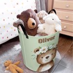 Personalized Cute Cartoon Animal Flower Waterproof Laundry Basket with Name Birthday Christmas Gift for Kids