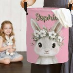 Personalized Cute Cartoon Animal Flower Waterproof Laundry Basket with Name Birthday Christmas Gift for Kids