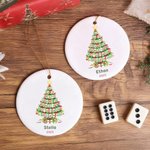 Personalised Mahjong Christmas Tree Ceramic Ornament with  Name and Year Home Decor Christmas Gift for Family Friends Mahjong Enthusiasts