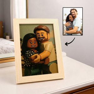 Personalizado Pixel Block-Style Retrato Arte Marco de fotos Decoración del hogar Cumpleaños Aniversario Regalo para la familia