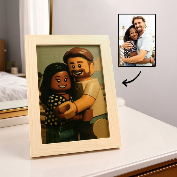 Personalizado Pixel Block-Style Retrato Arte Marco de fotos Decoración del hogar Cumpleaños Aniversario Regalo para la familia