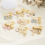 Gepersonaliseerde Kruis Parel Veiligheidsbroche Pin met Initiaal en Hanger Sacrament Doop Cadeau voor Kinderen Vrouwen