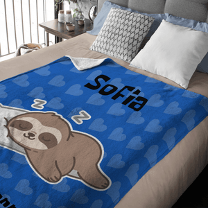 Personalizado Multicolor lindo perezoso diseño suave manta con nombre y texto Día de la Madre Cumpleaños Regalo de Navidad para Kid Her