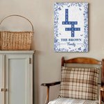 Personalisierte blaue florale Familie Kreuzworträtsel Kunst Poster rahmenlose gerahmte Malerei mit Namen und Text Wanddekoration Geburtstagsgeschenk für Familien