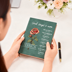 Personalized God Says Birth Flower Bible Verse A5 Notebook with Name Christmas Birthday Gift for Women Christians