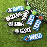 Personalised Acrylic Baseball Softball Soccer Sports Keychain Bag Tag with Name Game Day Birthday Gift for Sports Lovers