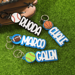 Personalised Acrylic Baseball Softball Soccer Sports Keychain Bag Tag with Name Game Day Birthday Gift for Sports Lovers
