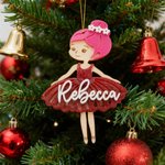 Personalisierte Multicolor Ballett Mädchen hölzerne Acryl Ornament mit Namen und freiem Goldfaden Jahrestag Geburtstag Geschenk für Ballett-Liebhaber