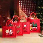 Personalised Snowman Cartoon Character Large Red Burlap Tote Bag with Name and Initial Party Favor Christmas Gift for Kids Adults