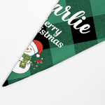 Personalized Santa Claus Snowman Soft Plaid Pet Bandana with Pet Name and Text Pet Wear Christmas Gift for Pet Owners Lovers
