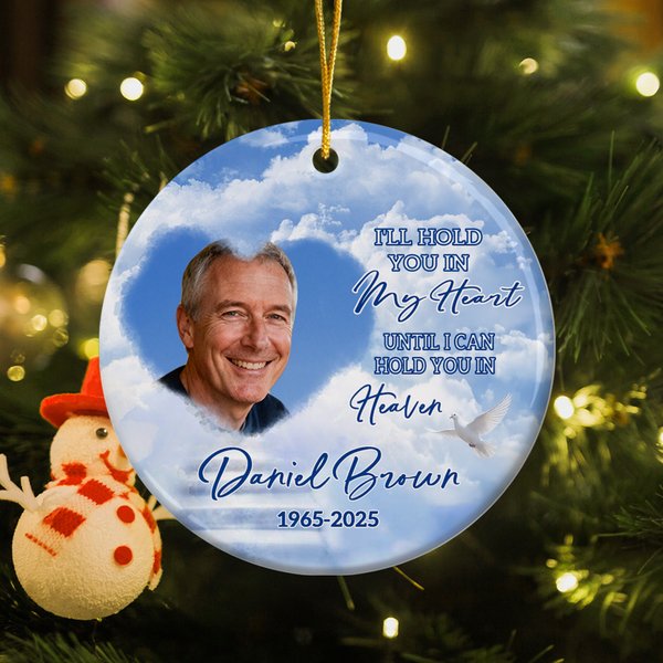 Personalized Photo Multicolour Sky Design Ceramic Ornament with Name and Year Tree Decor Memorial Sympathy Gift for Family