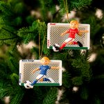 Personalisierte Cartoon-Fußball-Charakter handgefertigte 3D Ornament mit Namen Text und Nummer Weihnachten Spiel Tag Team Geschenk für Fußballspieler Liebhaber