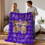 Personalized Multicolor Cute Sloth Design Soft Throw Blanket with Name and Text Mother's Day Birthday Christmas Gift for Kid Her