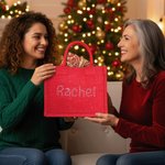 Personalised Bling Rhinestone Name Large Red Jute Tote Bag Daily Use Birthday Christmas Gift for Family Friends