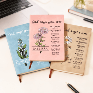 Personalizado Dios dice Nacimiento Flor Versículo de la Biblia A5 Cuaderno con Nombre Navidad Cumpleaños Regalo para Mujeres Cristianas
