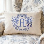 Henkilökohtainen Ranskan Country Style Victorian Crest Monogram Throw Pillow Cover Home Decor Häät vuosipäivä lahja Newlyweds Family