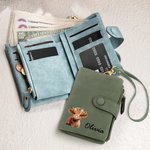 Portefeuille Tri-pli en Cuir Personnalisé avec Nom Porte-cartes de Vache Highland Cadeau d'Anniversaire Noël pour Femmes Amoureux d'Animaux