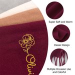 Personalised Multicolor Soft Warm Scarf with Embroidered Birth Flower and Name Fashion Accessory Winter Birthday Christmas Gift for Friends Family