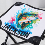 Personalized Cartoon Fish Folding Fishing Stool with Name Outdoor Activities Camping Gift for Fishing Enthusiasts