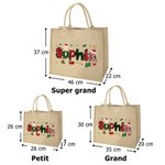 Sac en Jute Réutilisable Personnalisé avec Nom de Style Noël Cadeau de Fête Noël pour Enfants Famille