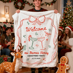 Personalized Hand-Drawn Style Soft Throw Blanket with Name and Date Housewarming Party Christmas Gift for Family Friends
