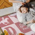 Personalised Western Cowboy Plaid Soft Baby Blanket with Name and Tassels Birthday Baby Shower Gift for Newborns New Parents