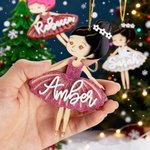 Personalisierte Multicolor Ballett Mädchen hölzerne Acryl Ornament mit Namen und freiem Goldfaden Jahrestag Geburtstag Geschenk für Ballett-Liebhaber