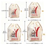 Personalised Santa Claus Canvas Drawstring Gift Bag with Name and Initial Christmas Gift for Kids Family