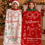 Personalized Hand-Drawn Style Soft Throw Blanket with Name and Date Housewarming Party Christmas Gift for Family Friends