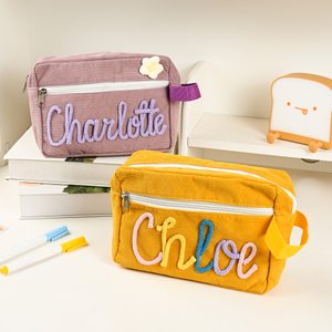 Personalised Butterfly Lollipop Yarn Name Corduroy Pencil Case School Supplies Back to School Birthday Gift for Kids