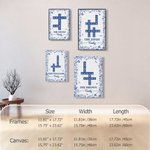 Personalisierte blaue florale Familie Kreuzworträtsel Kunst Poster rahmenlose gerahmte Malerei mit Namen und Text Wanddekoration Geburtstagsgeschenk für Familien