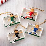 Personalisierte Cartoon-Fußball-Charakter handgefertigte 3D Ornament mit Namen Text und Nummer Weihnachten Spiel Tag Team Geschenk für Fußballspieler Liebhaber
