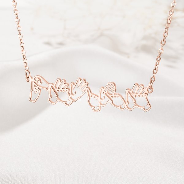 Personalised British Sign Language Necklace with Fingerspelling Name Charm Heartwarming Gift for Deaf BSL Interpreter Teacher