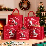 Personalised Merry Mahjong Santa Claus Large Jute Tote Bag with Name Daily Use Christmas Party Gift for Family Friends Mahjong Enthusiasts