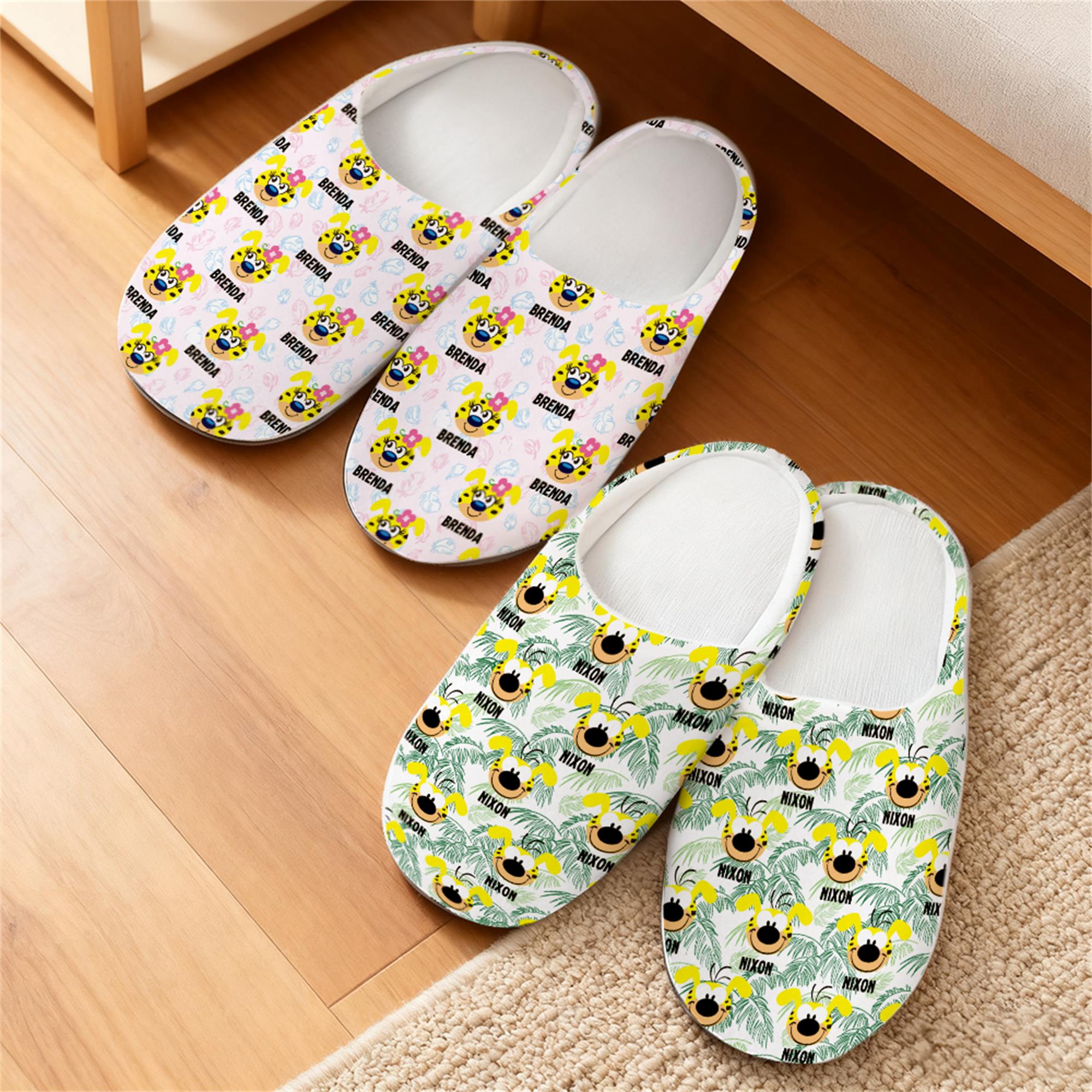 Chaussons personnalisés en coton avec nom Cadeau d'anniversaire pour enfants femmes hommes Callie × Marsupilami®.