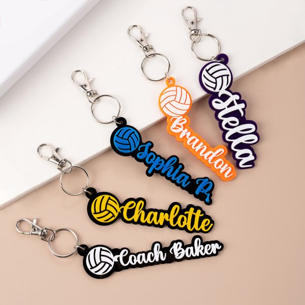 Borsa da pallavolo personalizzata Tag 3D Nome Portachiavi Accessorio Ritorno a scuola Regalo di squadra per giocatore di pallavolo Allenatore