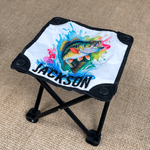 Personalized Cartoon Fish Folding Fishing Stool with Name Outdoor Activities Camping Gift for Fishing Enthusiasts