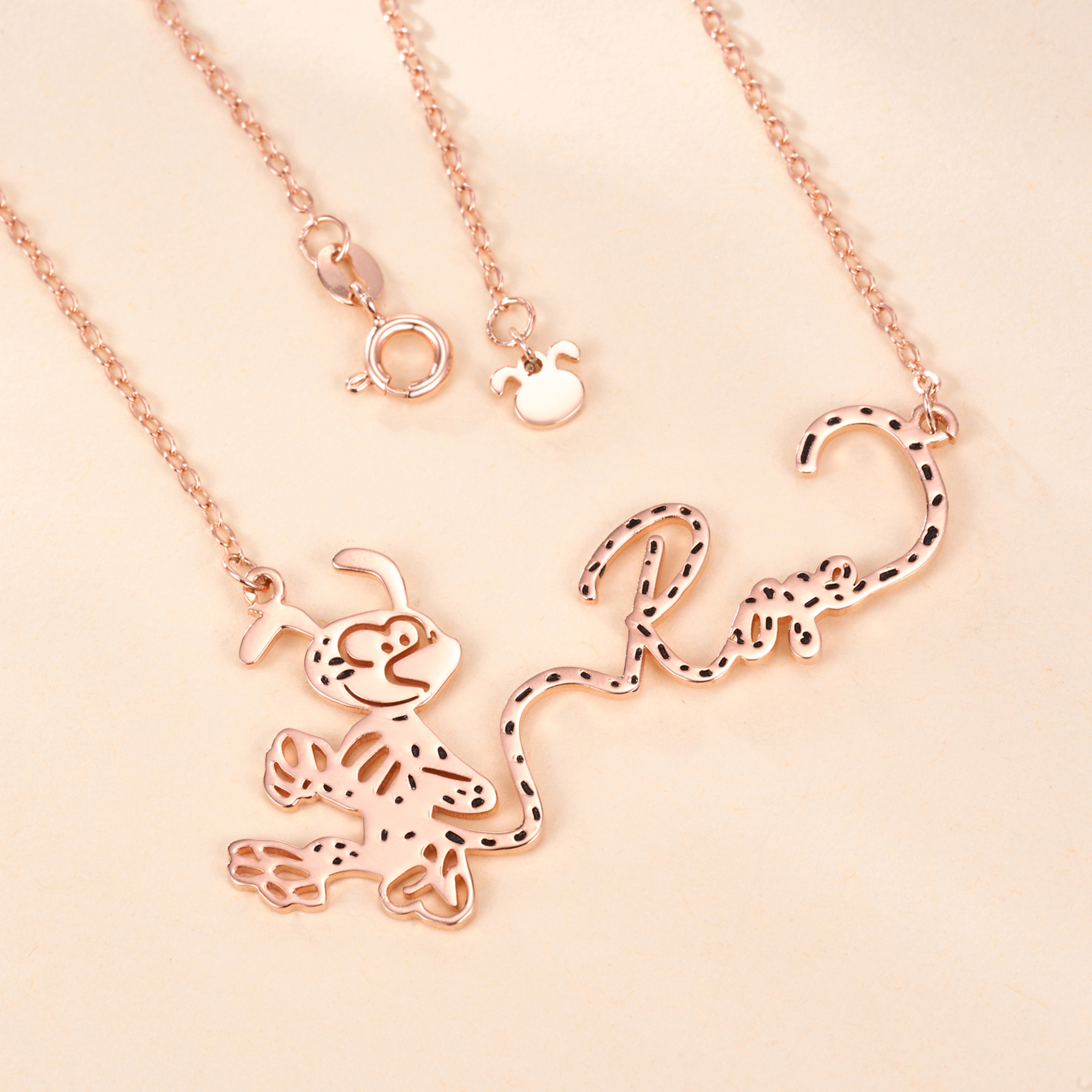 Collier personnalisé en forme de Marsupilami à longue queue avec nom Cadeau d'anniversaire pour femmes filles | Callie × Marsupilami