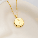 Personalisierte Medaillon Halskette mit eingraviertem 1-5 Geburtsblumen Namen und 2 Fotos Zierlicher Schmuck Jahrestag Geburtstag Geschenk für Damen